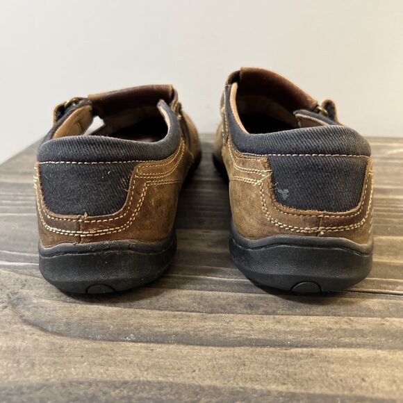 Skechers Mens Size 8 Brown Leather Adjustable Slip On Closed Toe Brown Sandal - Picture 3 of 8